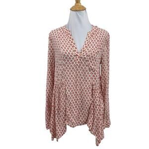 Maeve Blouse Womens 6 Multi Popover Floral Laiken Pocket Asymmetrical Tunic Hem